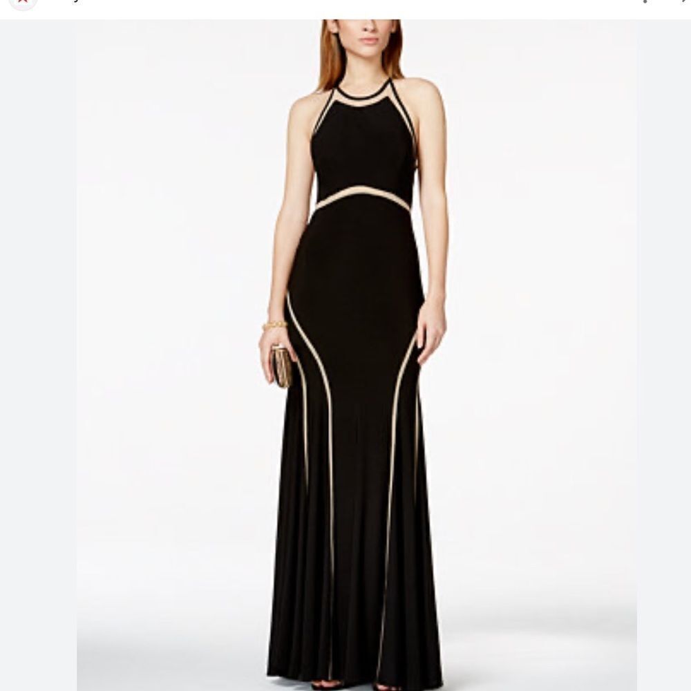 Xscape Black fit & flare prom evening party dress with mesh cutouts Size 6 - Picture 3 of 12